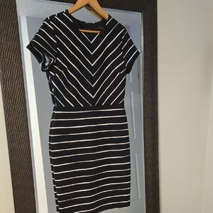 Banana Republic Black and White Striped Mini Dress SIZE 8